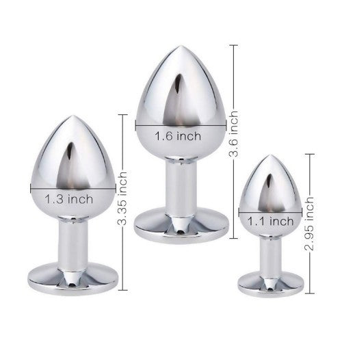 3 Pcs Luxury Stainless Steel Butt Plug