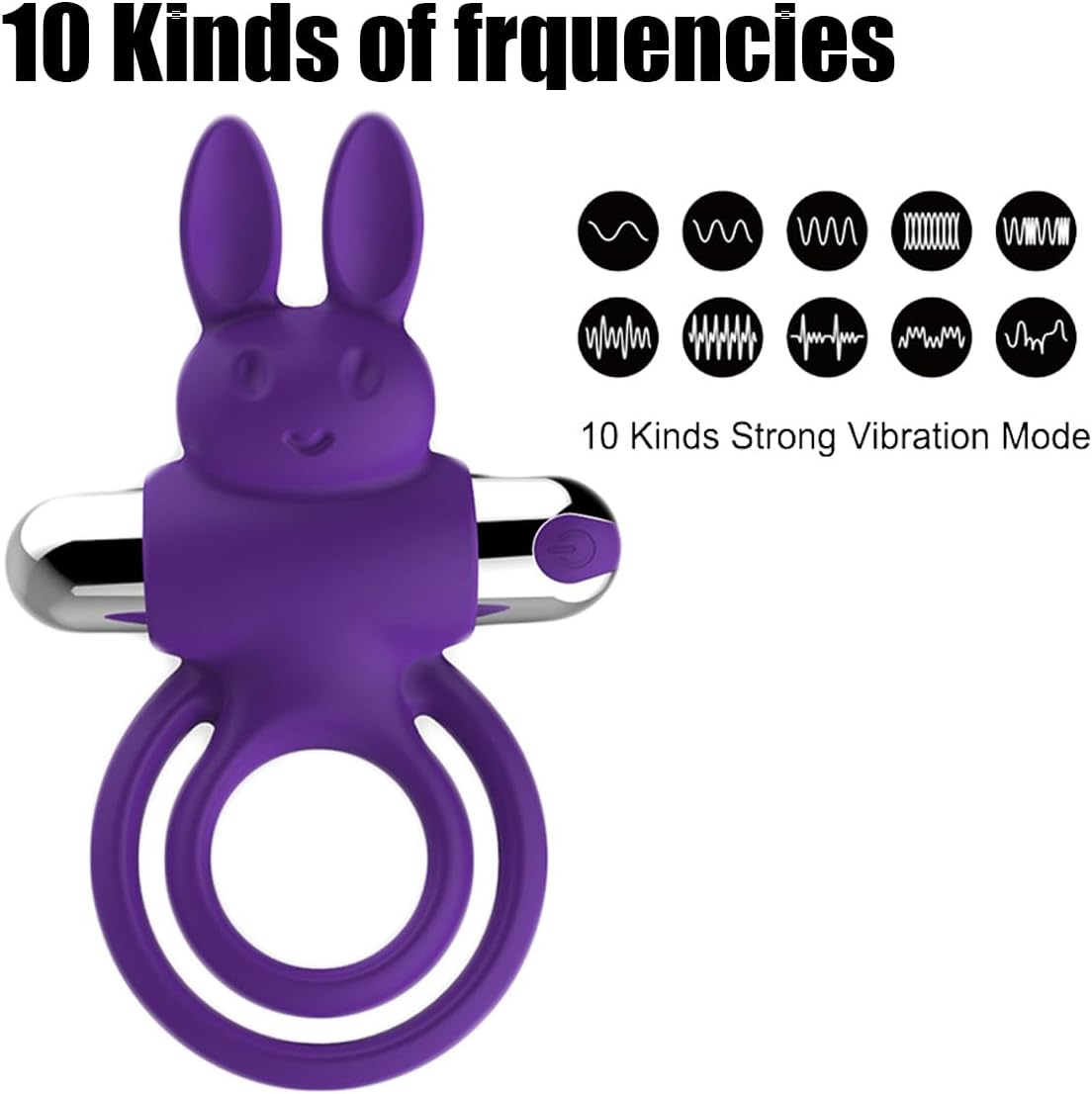 Rechargeable Rabbit 10 Mode Vibrating Cock Ring
