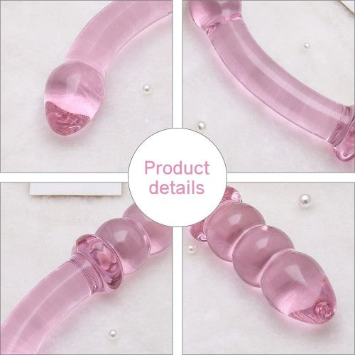 Pink Crystal Anal Beads Glass Dildo