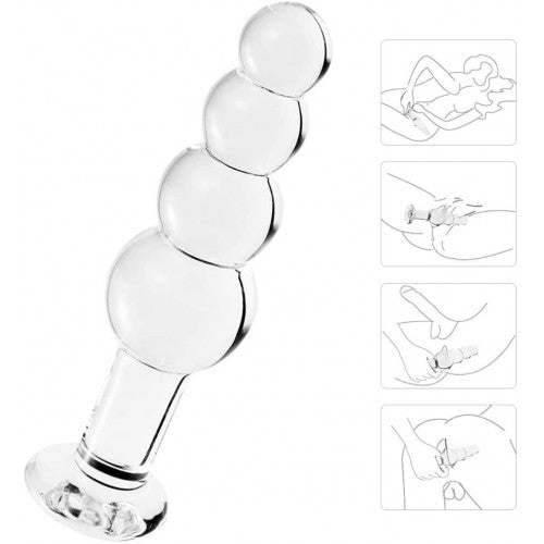 Clear Anal Beads Glass Dildo