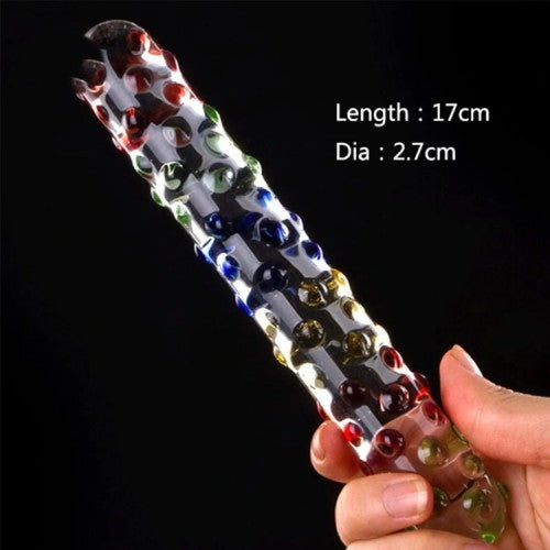 Coloured Many Big Beaded Glass Dildo