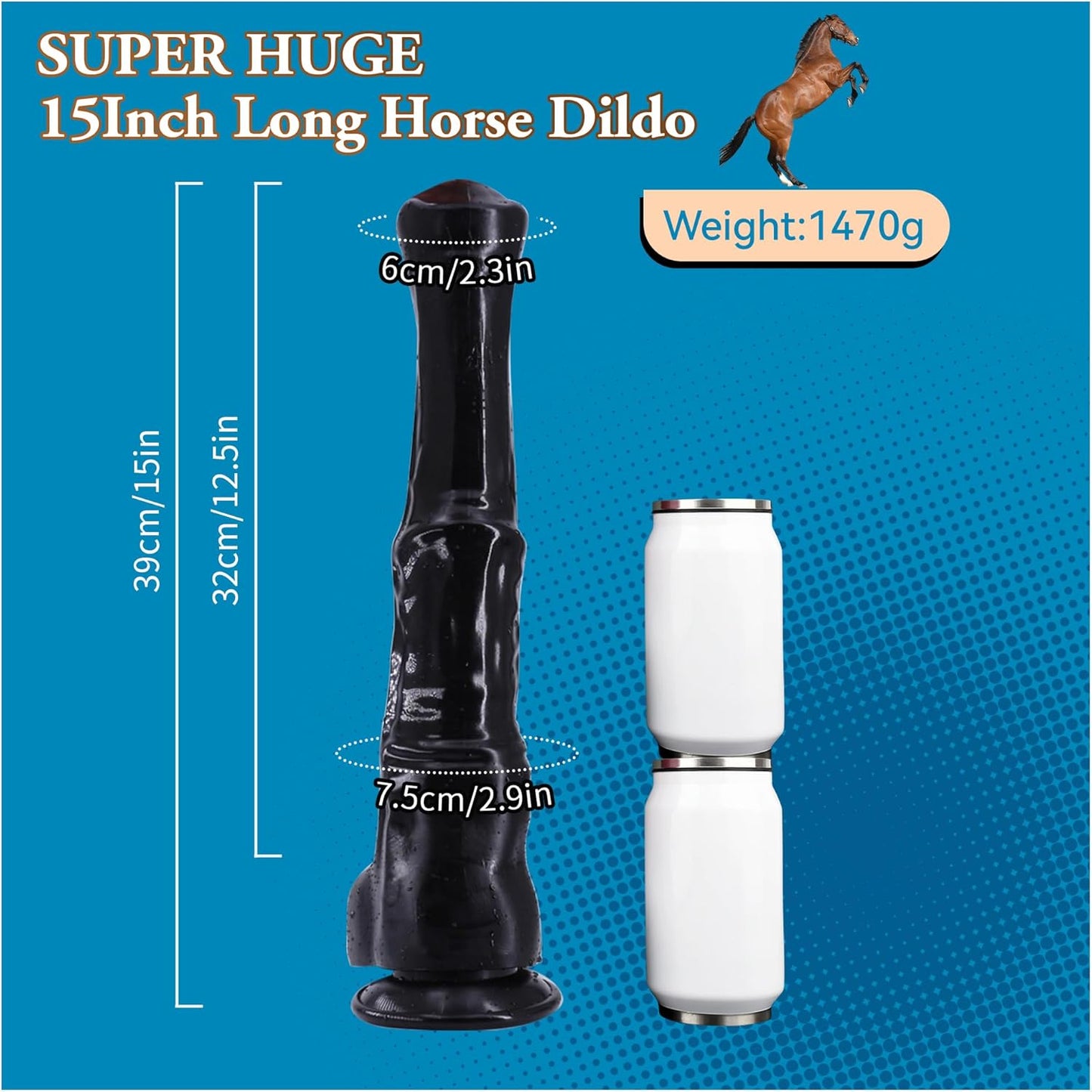 16.5 inch Huge Thick Thrusting Realistic Horse Dildo
