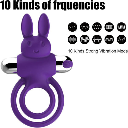 Rechargeable Rabbit 10 Mode Vibrating Cock Ring