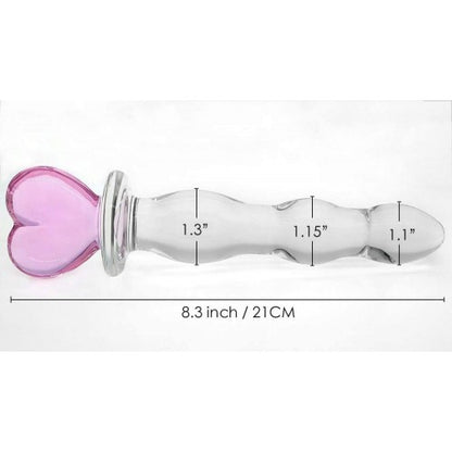 Pink Heart Magic Stick Glass Dildo