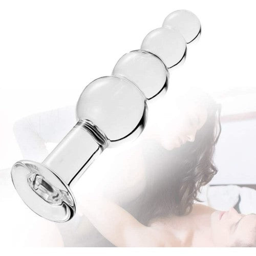 Clear Anal Beads Glass Dildo