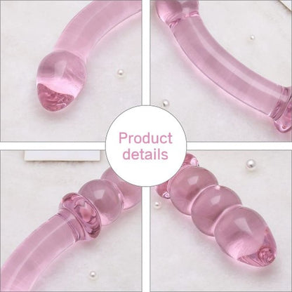 Pink Crystal Anal Beads Glass Dildo