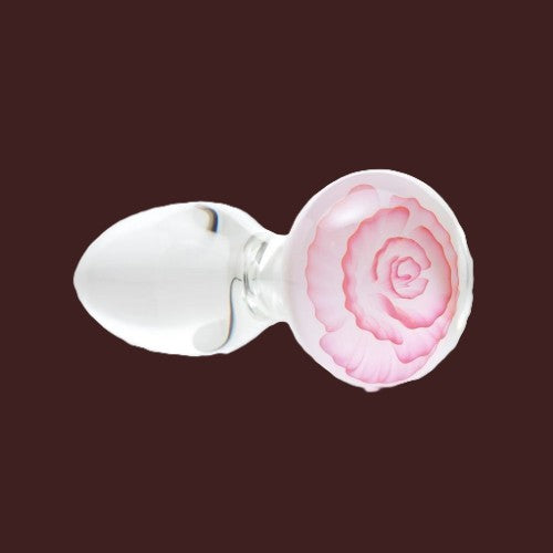 Hard Glass Gold Fumed Rose Butt Plug