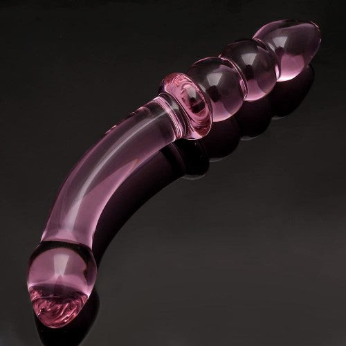 Pink Crystal Anal Beads Glass Dildo