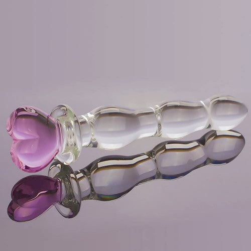 Pink Heart Magic Stick Glass Dildo